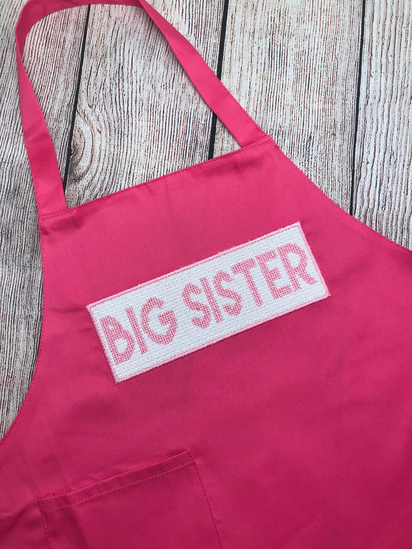 Girls Big Sister Apron , Girls  Apron, Kids Baking Apron, Personalized Gifts for Kids, Aprons for Kids, Sibling Apron, Faux Smock Apron